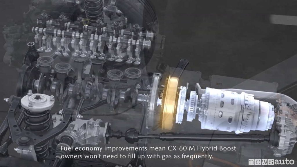 motore 3,3 e-Skyactiv D a sei cilindri in linea di Mazda è abbinato al sistema M-Hybrid Boost a 48 Volt